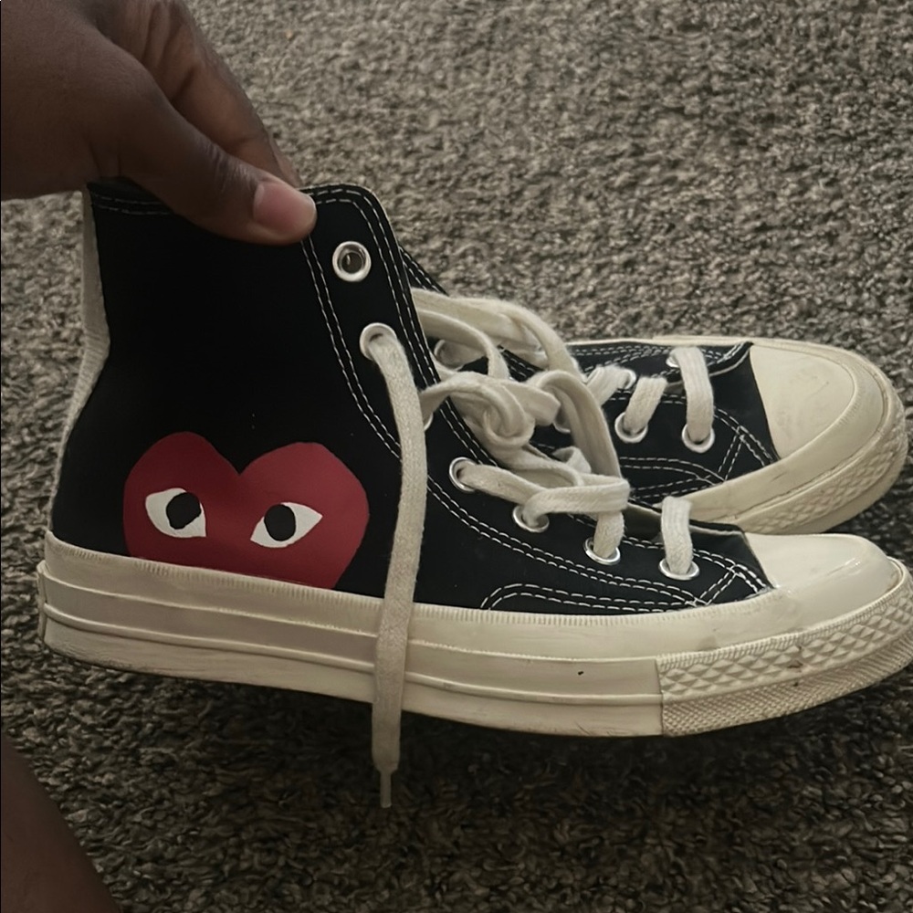 Kids Black and White High-Top Sneakers